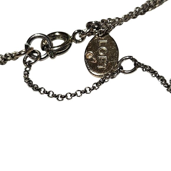 LOFT Oval Moonstone Gem Gold Tone Two Strand Chain Necklace Fashion Jewelry - Picture 4 of 7